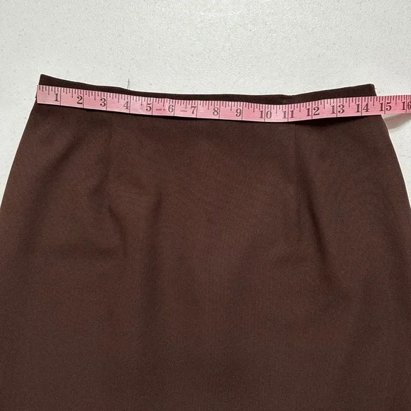 24K Brown High Waist Pencil Midi Skirt Vintage Retro Business Workwear Sz 10 - Picture 5 of 7